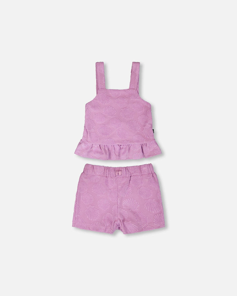 Ensemble camisole et short en ratine pour fille, lilas