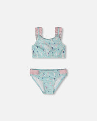 Two-Piece Swimsuit Blue Seahorse Print - H30OG22_3H150