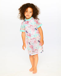 Mesh Beach Dress Blue Flamingo Print - H30OG30_3H154