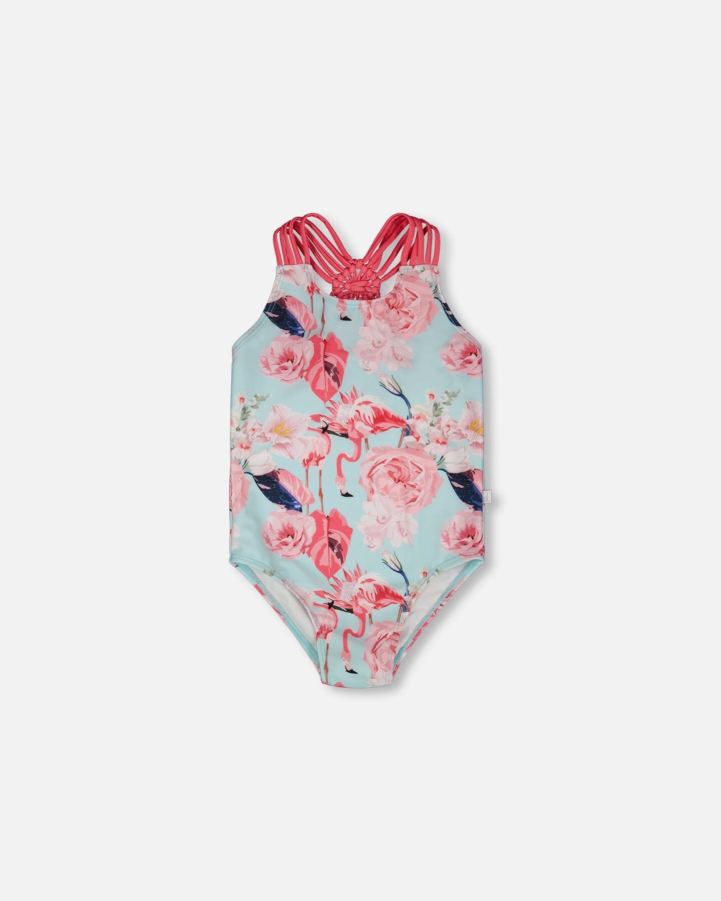 One-Piece Swimsuit Blue Flamingo Print - H30OG31_3H154
