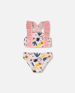 Two-Piece Swimsuit Pink Printed Fruits - H30OG34_3H149
