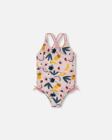 One-Piece Swimsuit Pink Printed Fruits - H30OG35_3H149