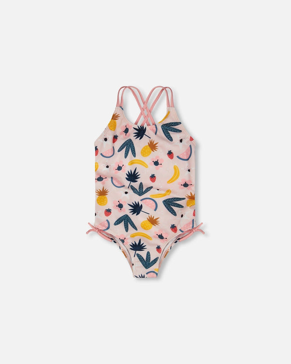 One-Piece Swimsuit Pink Printed Fruits - H30OG35_3H149