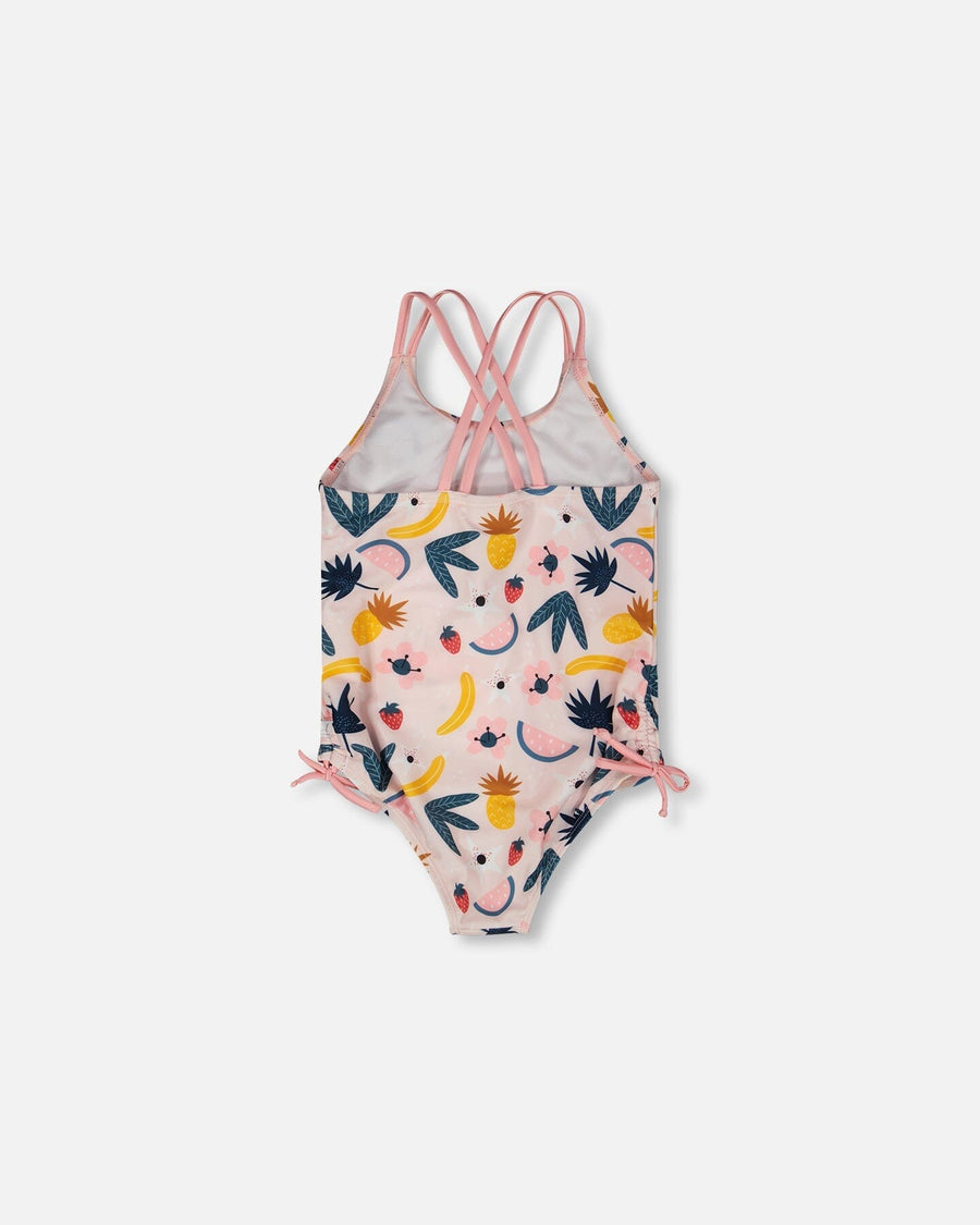 One-Piece Swimsuit Pink Printed Fruits - H30OG35_3H149