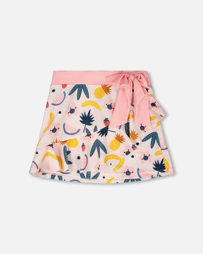 Beach Skirt Cover-Up Pink Printed Fruits - H30OG36_3H149