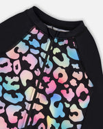 One-Piece Long Sleeve Rashguard Black Leopard Print - H30OG39_3H145