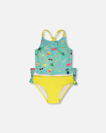 Two-Piece Swimsuit Green Beach Print - H30OG42_3H147