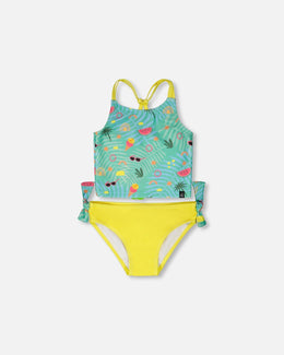 Two-Piece Swimsuit Green Beach Print - H30OG42_3H147