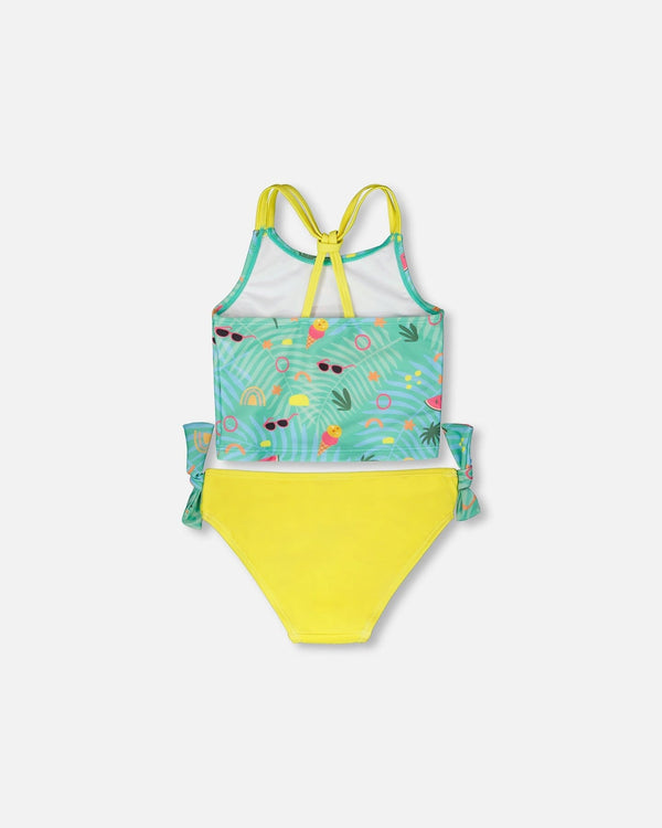 Two-Piece Swimsuit Green Beach Print - H30OG42_3H147