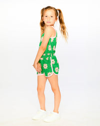 Terry Cloth Sleeveless Jumpsuit Green Printed Flowers - H30OG44_3H183