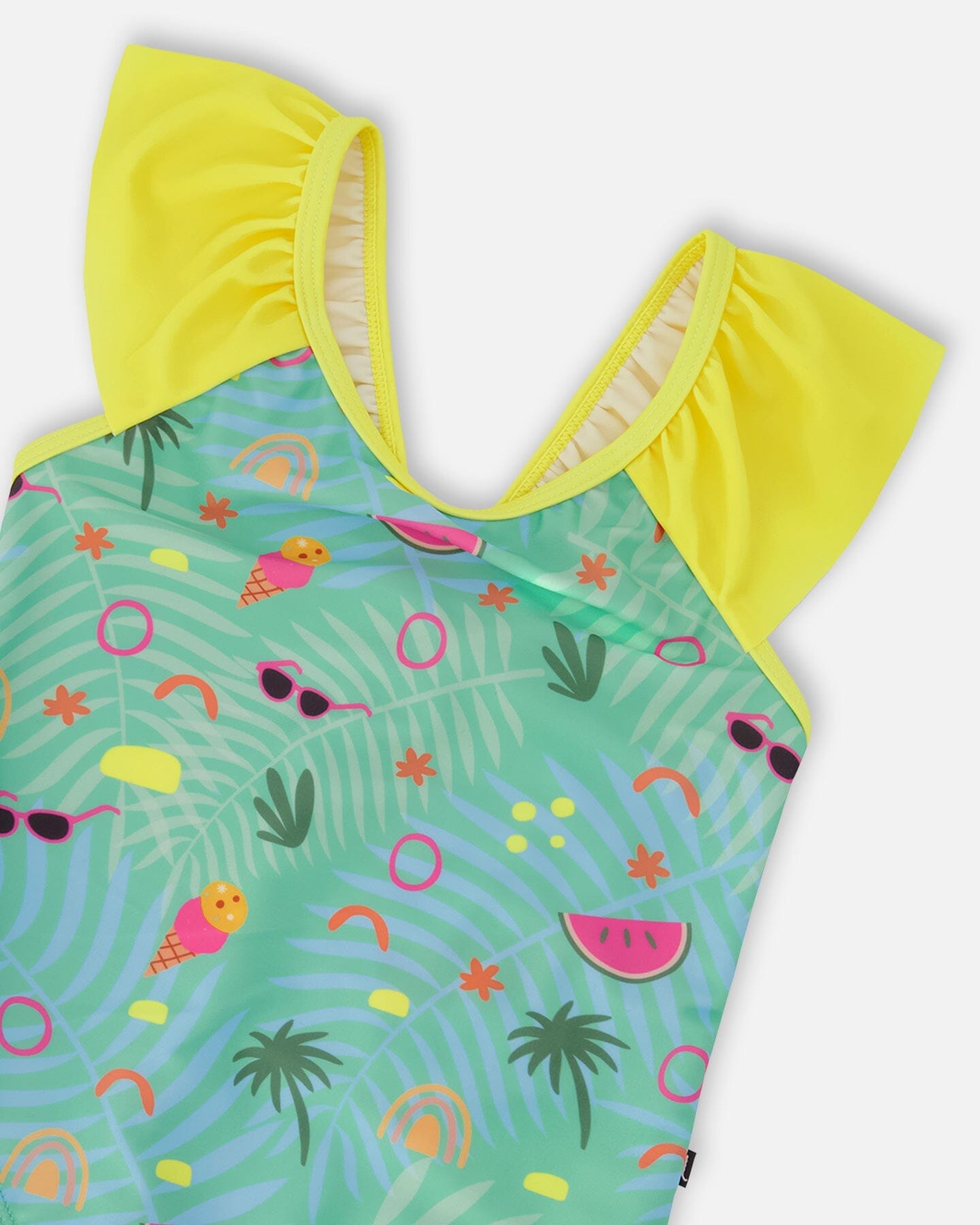 One-Piece Swimsuit Green Beach Print - H30OG53_3H147