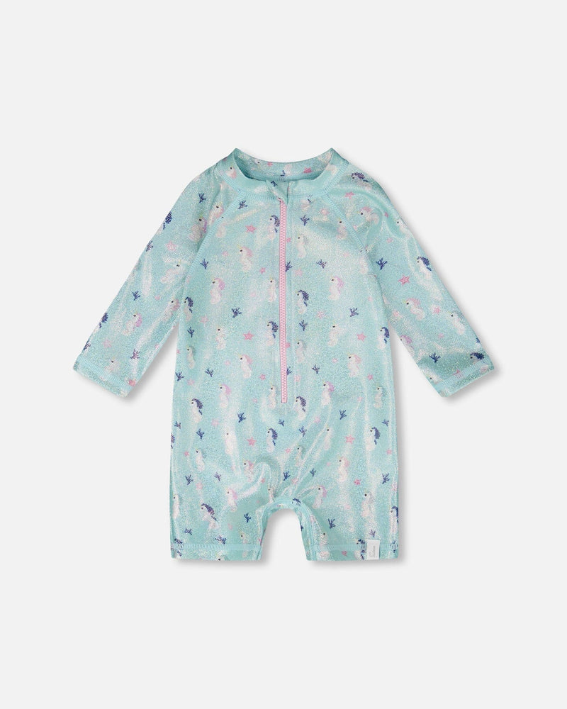 Baby and toddler one-piece long sleeve rashguard, UPF 50+