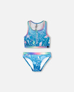Two-Piece Swimsuit Blue Shell Print - H30OG62_3H153