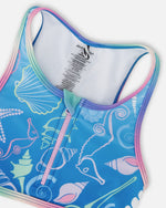 Two-Piece Swimsuit Blue Shell Print - H30OG62_3H153