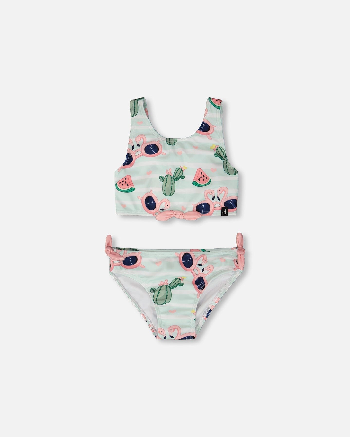Two-Piece Swimsuit Blue Flamingo And Cactus Print - H30OG63_3H151