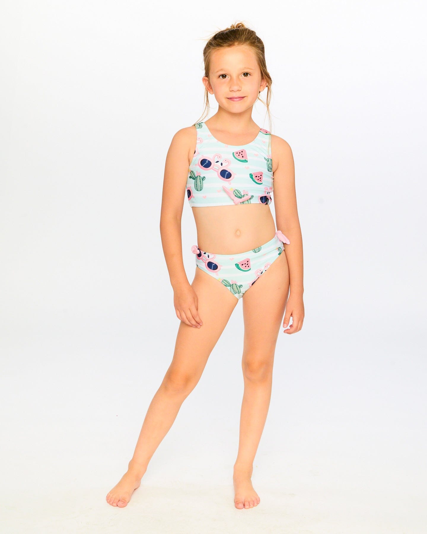 Two-Piece Swimsuit Blue Flamingo And Cactus Print - H30OG63_3H151