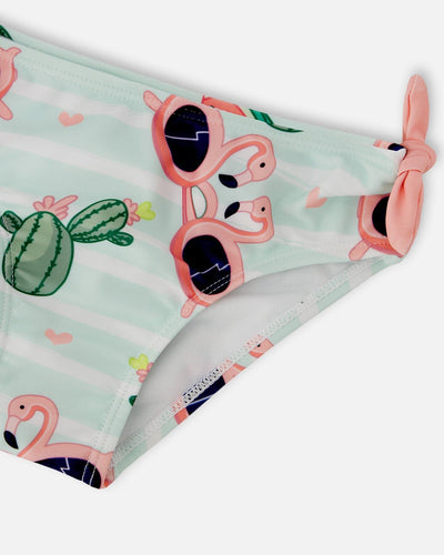 Two-Piece Swimsuit Blue Flamingo And Cactus Print - H30OG63_3H151