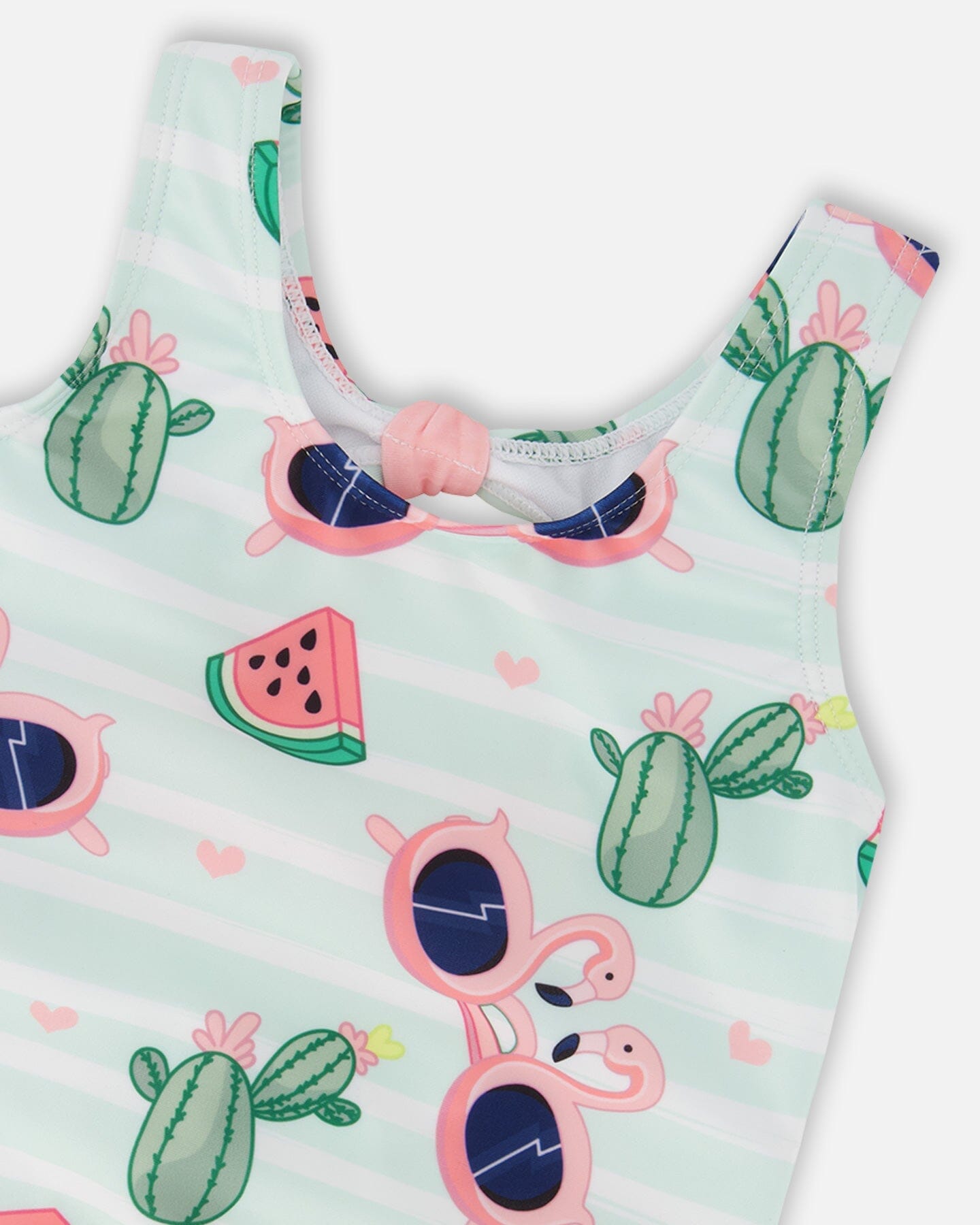 One-Piece Swimsuit Blue Flamingo And Cactus Print - H30OG64_3H151