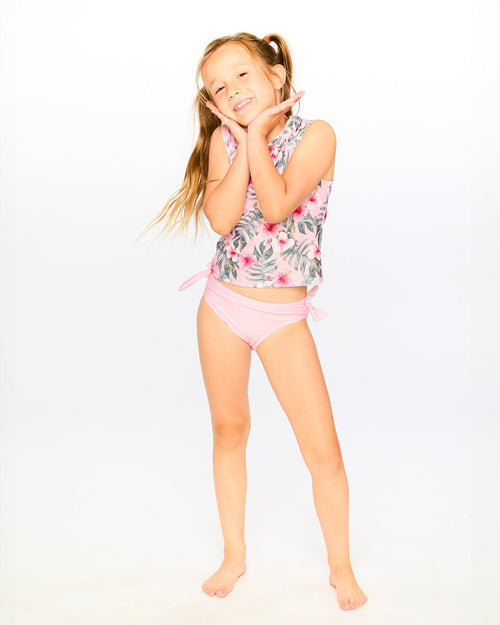 Two-Piece Swimsuit Pink Hibiscus Print - H30OG71_3H152