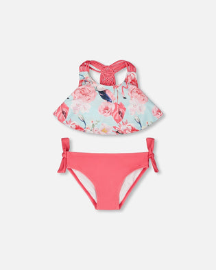 Two-Piece Swimsuit Blue Flamingo Print - H30OG72_3H154