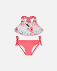 Two-Piece Swimsuit Blue Flamingo Print - H30OG72_3H154