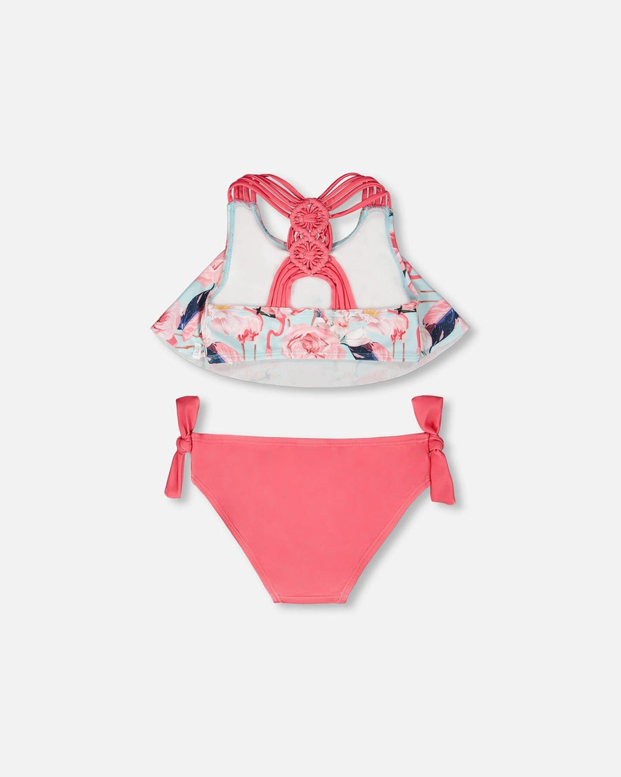 Two-Piece Swimsuit Blue Flamingo Print - H30OG72_3H154