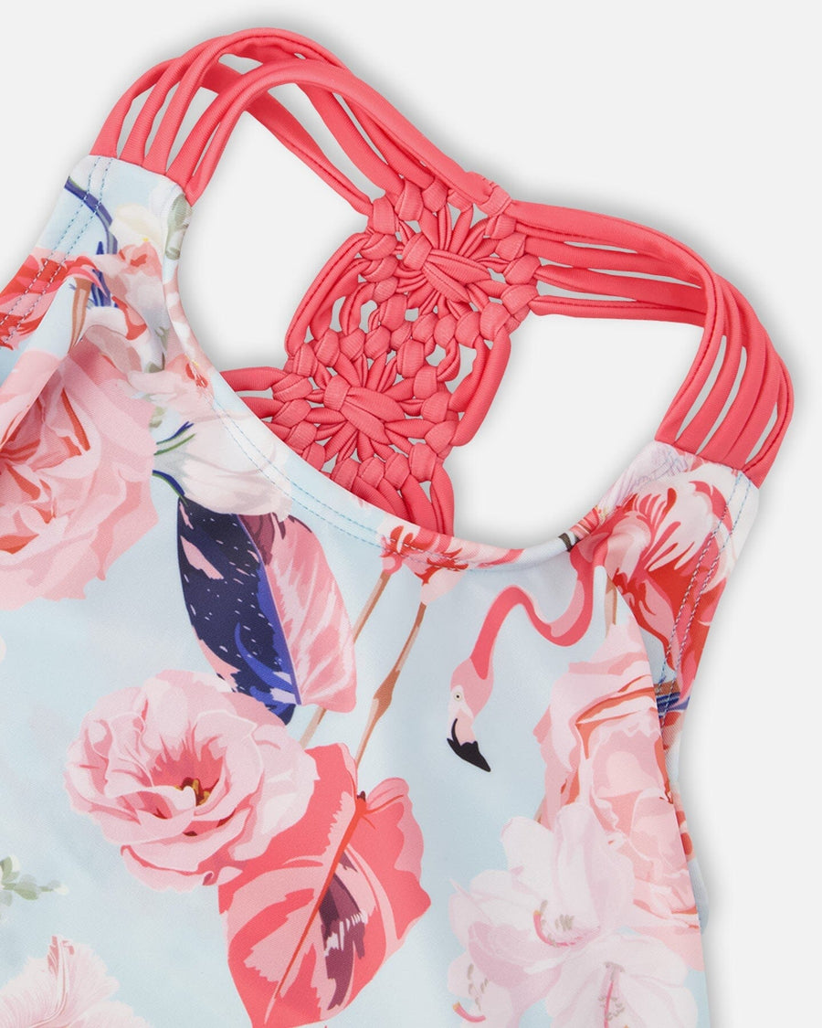 Two-Piece Swimsuit Blue Flamingo Print - H30OG72_3H154