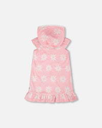 Terry Cloth Beach Hoodie Dress Pink Printed Flowers - H30OG80_3H184
