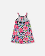 Swim Beach Dress Blue Floral And Leopard Print - H30OG99_3H155