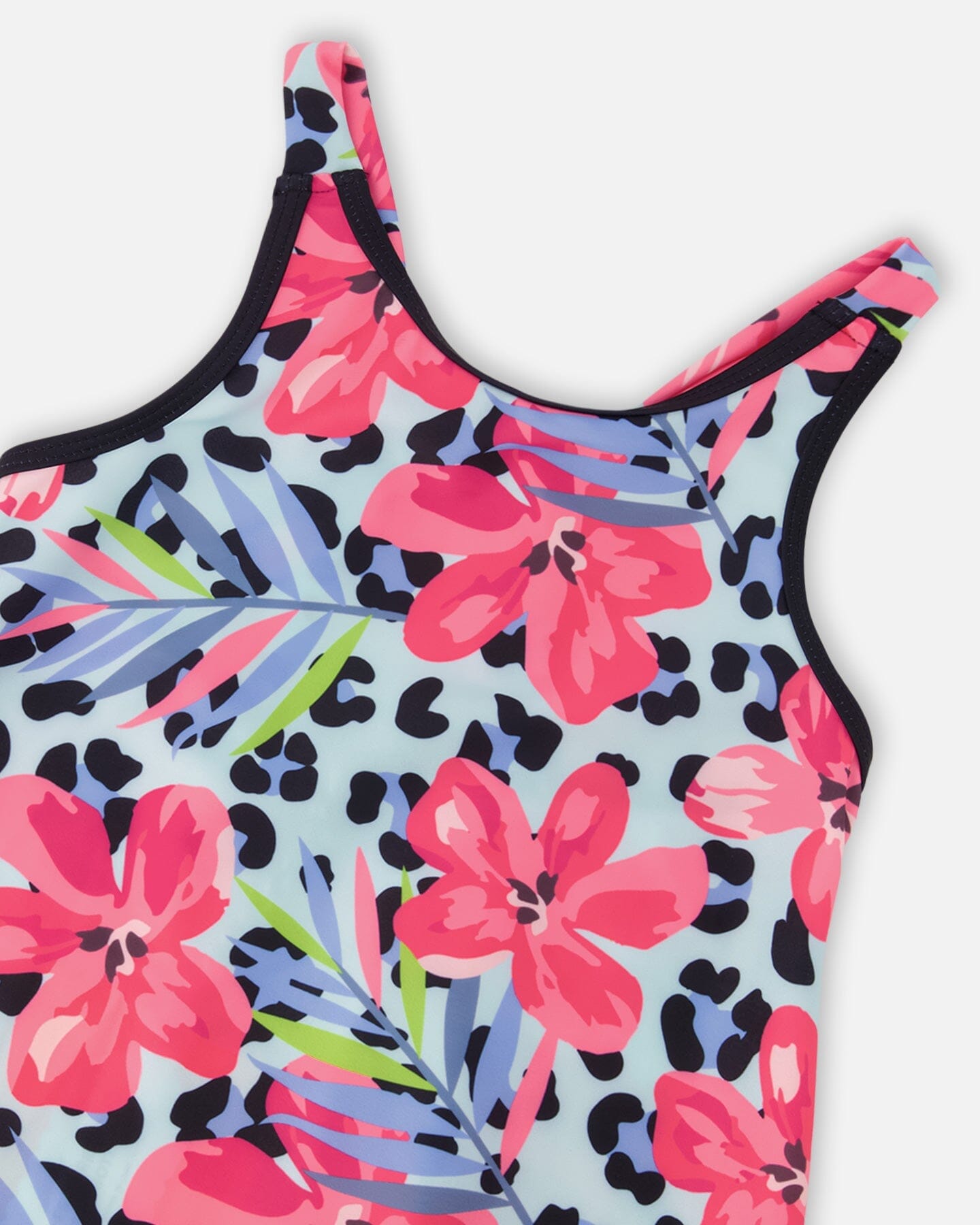 Swim Beach Dress Blue Floral And Leopard Print - H30OG99_3H155