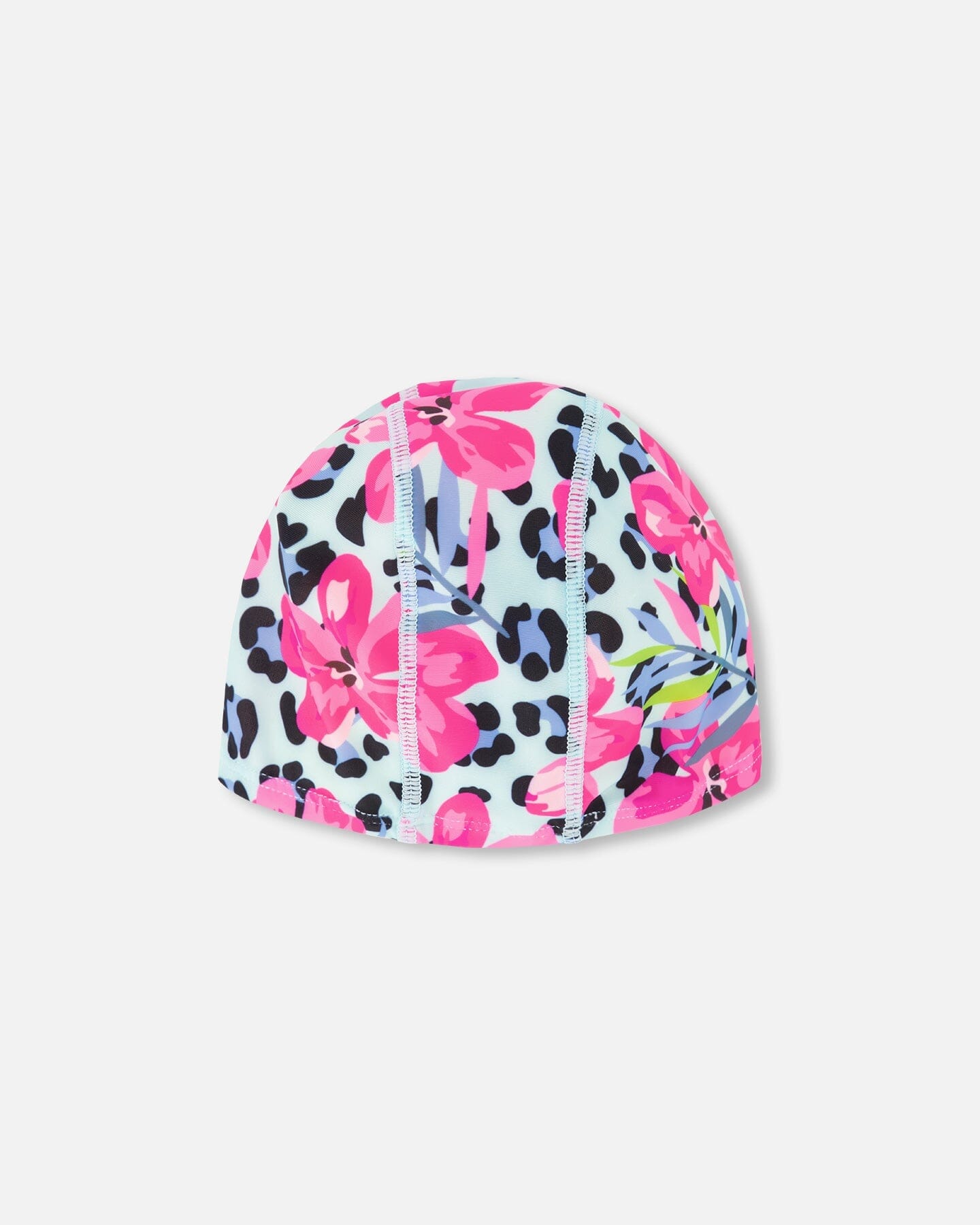 Swim Cap Blue Floral And Leopard Print - H30OGH_3H155