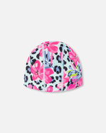 Swim Cap Blue Floral And Leopard Print - H30OGH_3H155