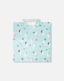 Hooded Beach Towel Blue Seahorse Print - H30OP_3H150
