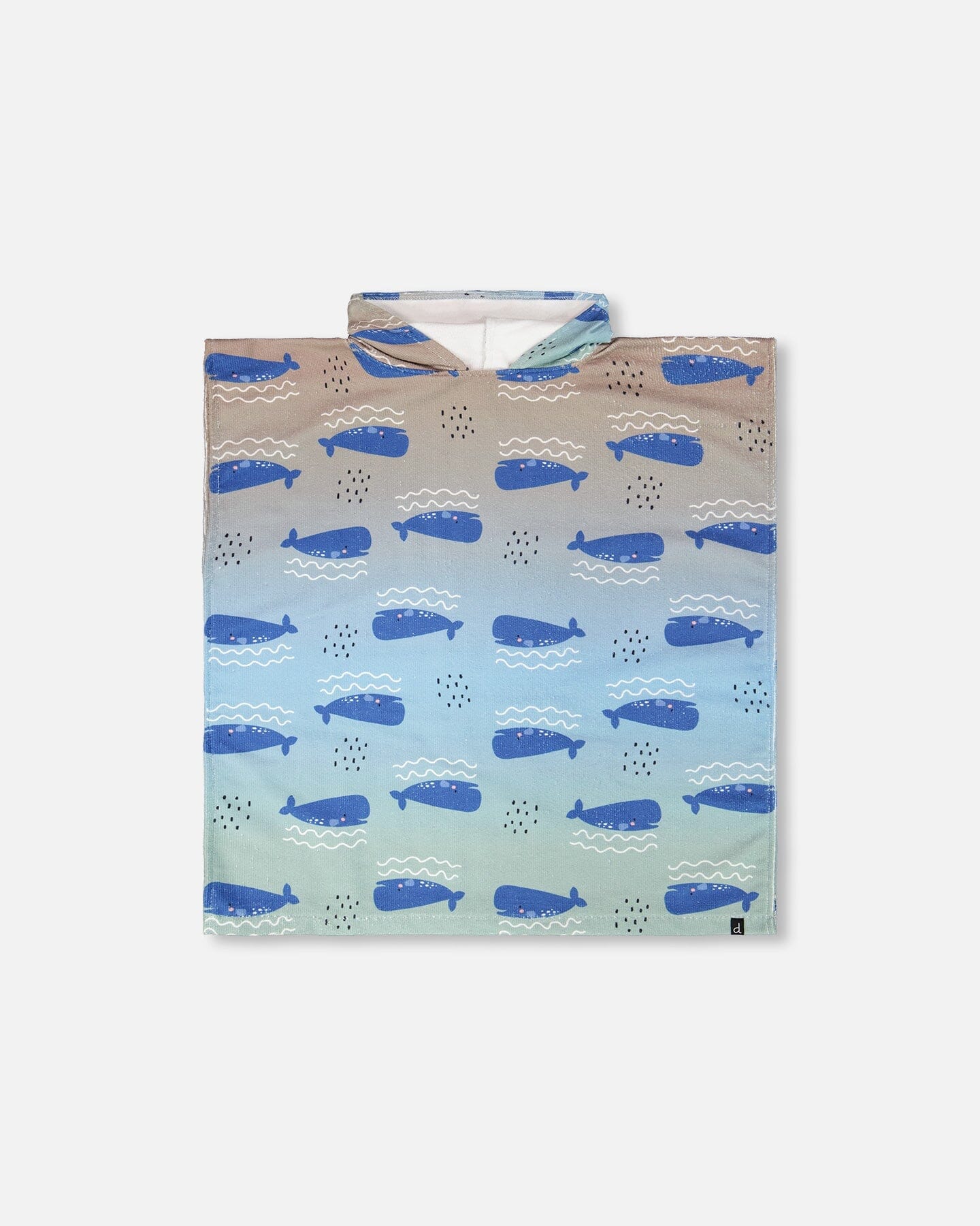 Hooded Beach Towel Blue Whale Print - H30OP_3H156