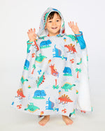 Hooded Beach Towel Grey Baby Dinosaur Print - H30OP_3H161