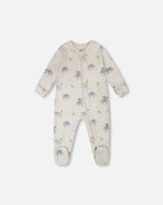 Organic Cotton Baby One-Piece Pyjama Grey Elephant Print - H30PA40US_3H084