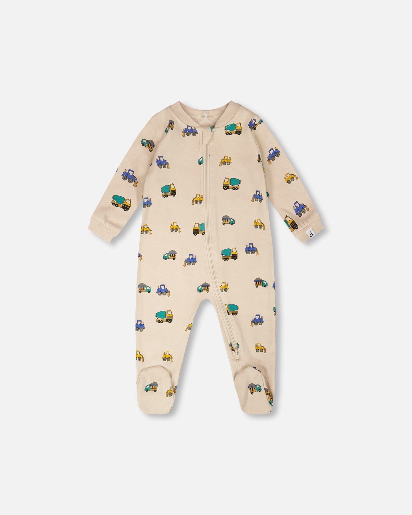 Organic Cotton Baby One-Piece Pyjama Beige Truck Print - H30PA40US_3H088