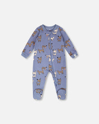 Organic Cotton Baby One-Piece Pyjama Blue Dog Print - H30PA40US_3H091