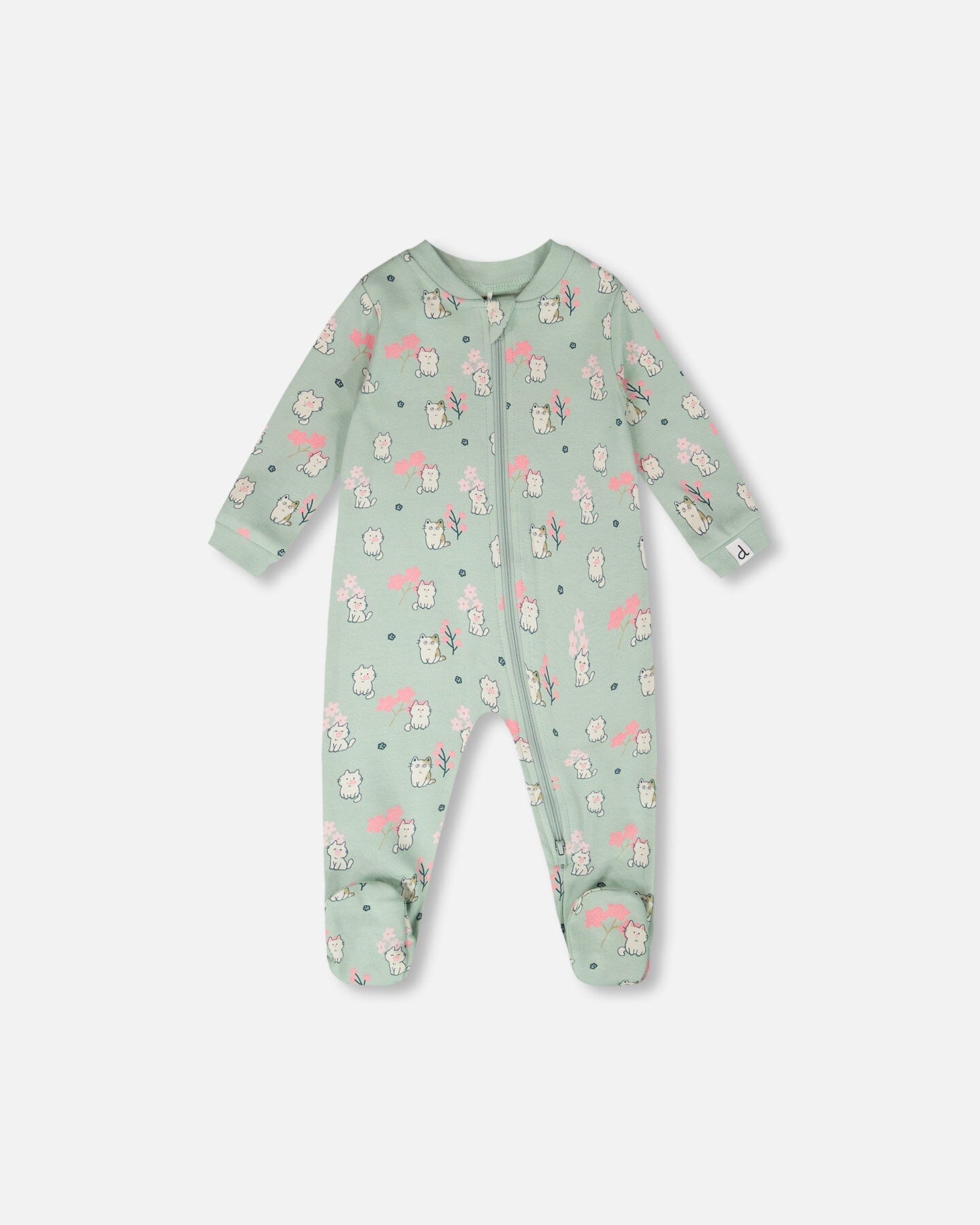 Organic Cotton Baby One-Piece Pyjama Blue Kitten Print - H30PA40US_3H093