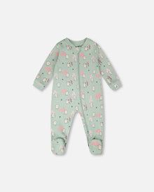 Organic Cotton Baby One-Piece Pyjama Blue Kitten Print - H30PA40US_3H093