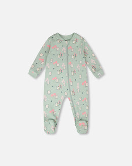 Organic Cotton Baby One-Piece Pyjama Blue Kitten Print - H30PA40US_3H093