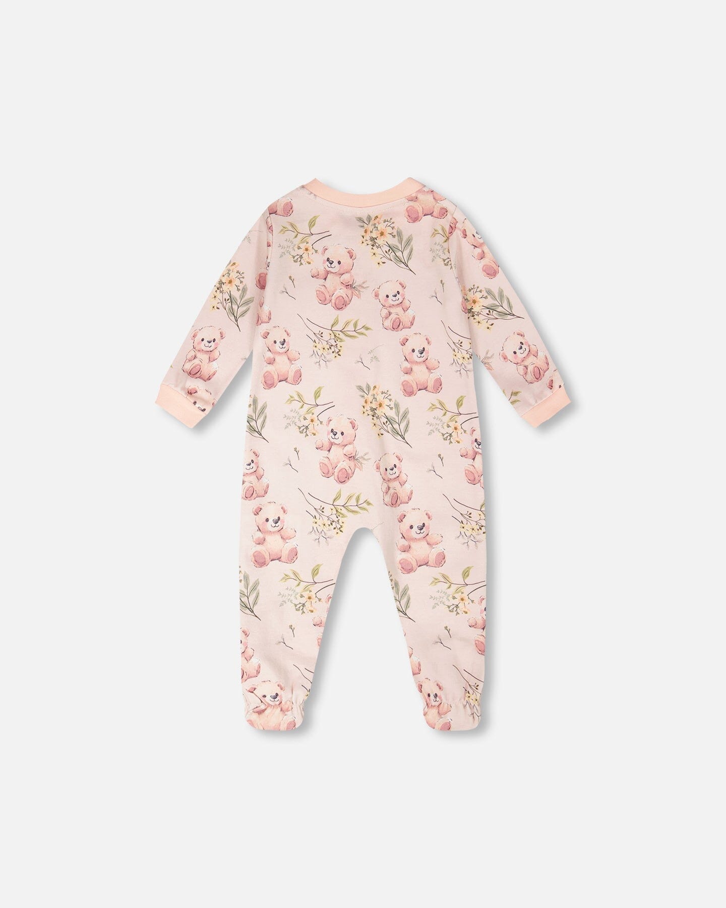 Organic Cotton Baby One-Piece Pyjama Pale Pink Bear Print - H30PA40US_3H094