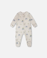 Organic Cotton Baby One-Piece Pyjama Grey Elephant Print