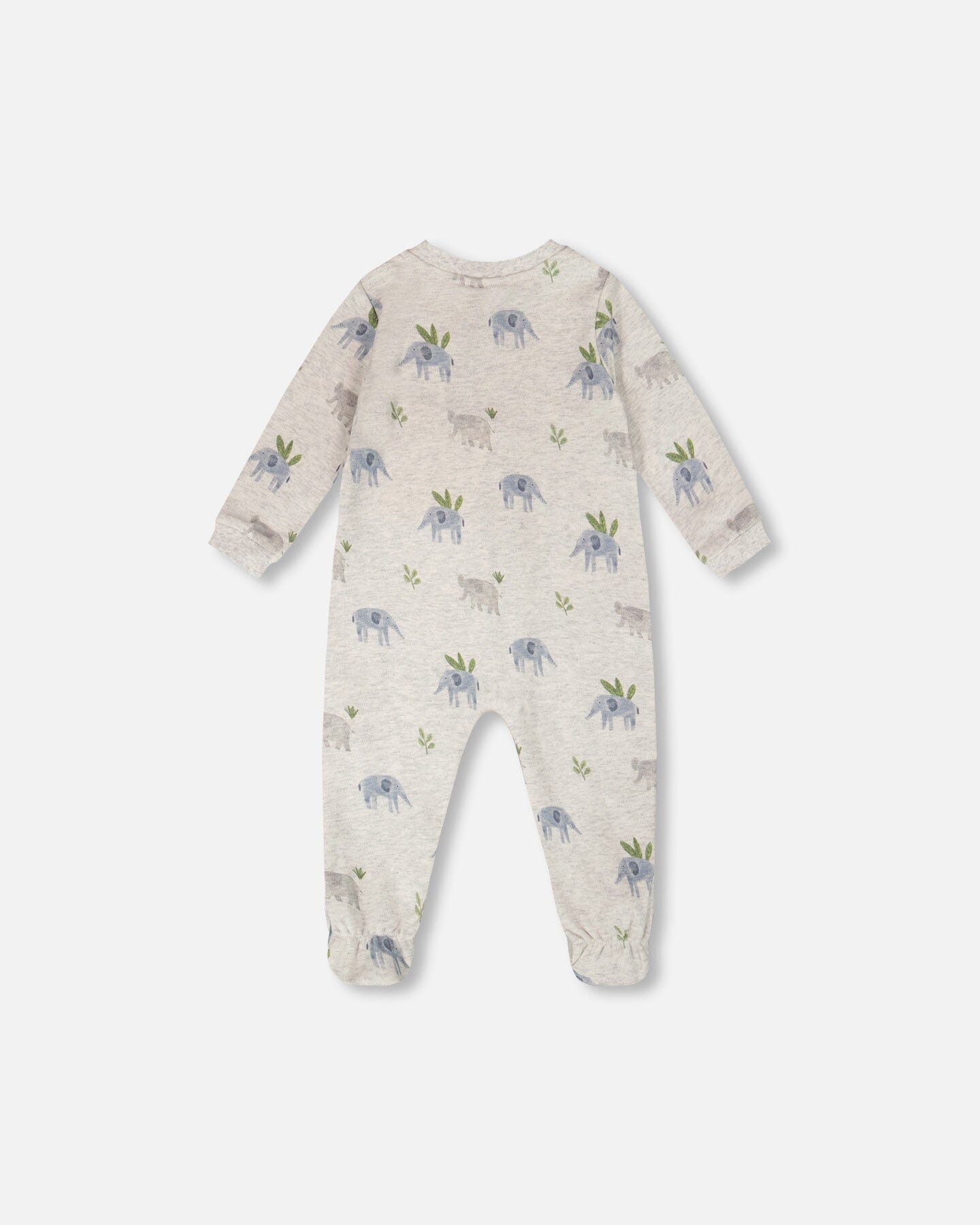 Organic Cotton Baby One-Piece Pyjama Grey Elephant Print - H30PA40_3H084