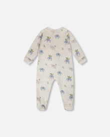 Organic Cotton Baby One-Piece Pyjama Grey Elephant Print - H30PA40_3H084
