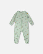 Organic Cotton Baby One-Piece Pyjama Green Koala Print - H30PA40_3H085