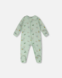 Organic Cotton Baby One-Piece Pyjama Green Koala Print - H30PA40_3H085