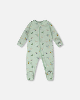 Organic Cotton Baby One-Piece Pyjama Green Koala Print - H30PA40_3H085