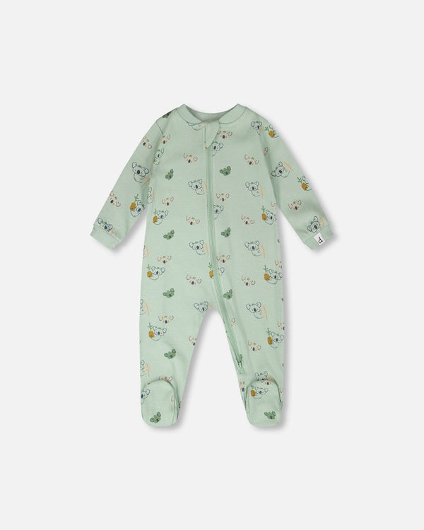 Organic Cotton Baby One-Piece Pyjama Green Koala Print - H30PA40_3H085