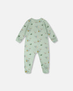 Organic Cotton Baby One-Piece Pyjama Green Koala Print - H30PA40_3H085